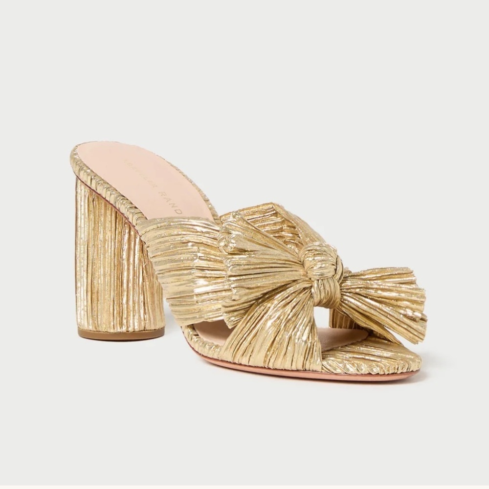 Loeffler Randall Gold Bow Mules